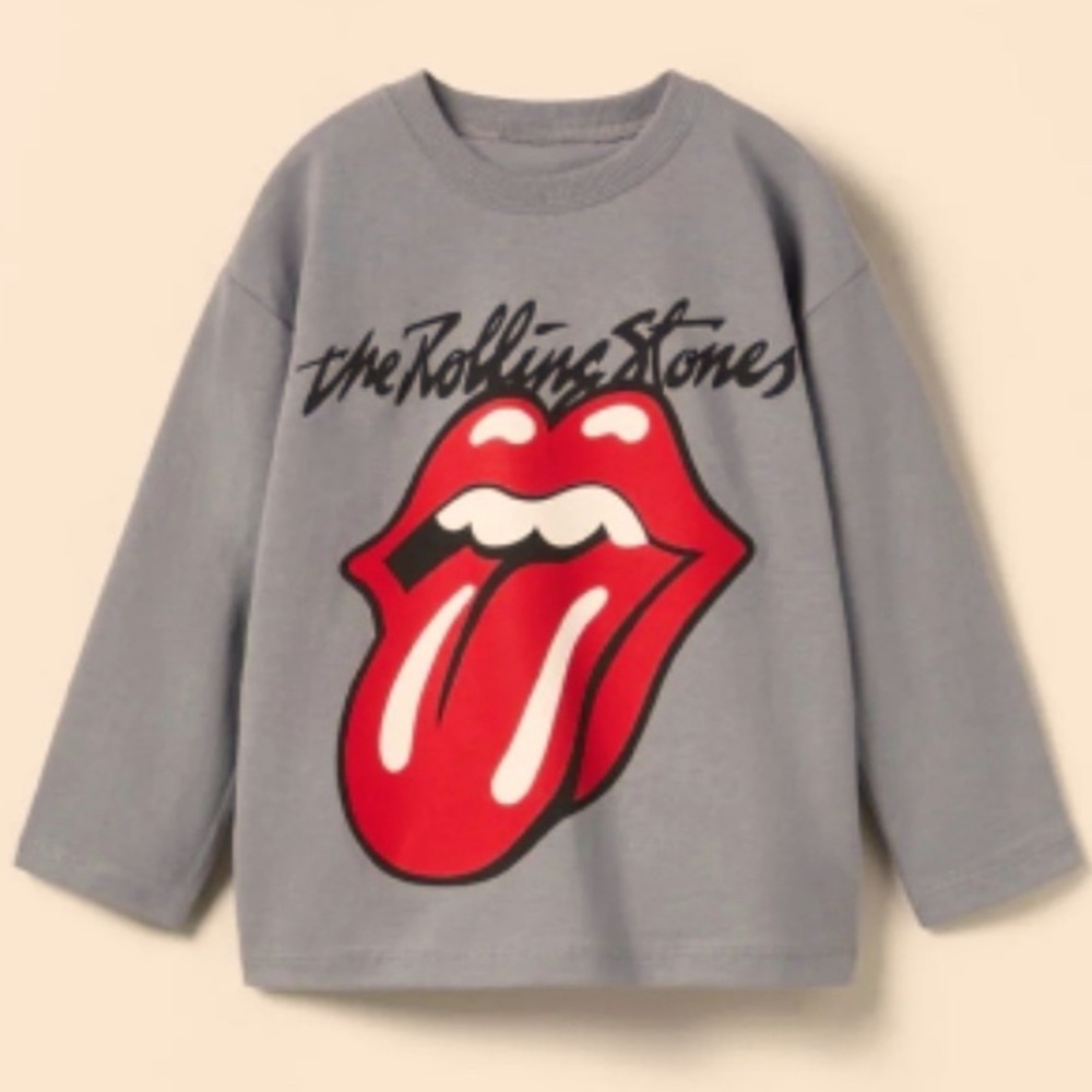 ZARA Rolling Stones Gray Long Sleeve Graphic Tee Crew Neck Gender Neutra…
